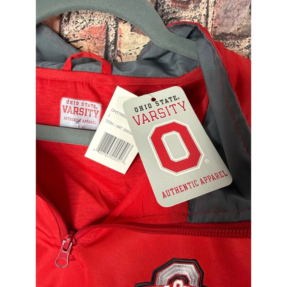 Ohio State Buckeyes Mens LG Red Quarter Zip Windbreaker Jacket Varsity Apparel